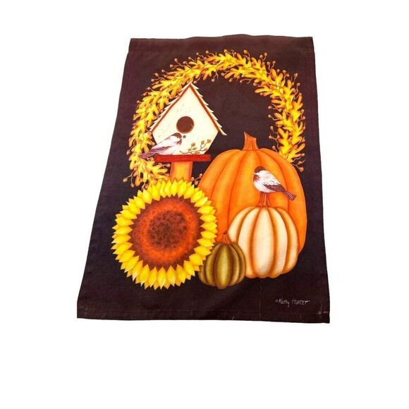 Small Garden Flag Kathy Hunter Fall Banner With A Birdhouse Sunflower Wreath - Picture 1 of 4